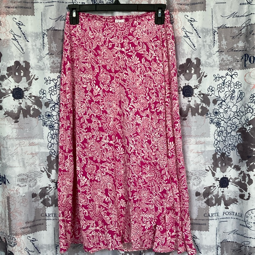 Japna Pink and White Floral Midi Sarong Skirt